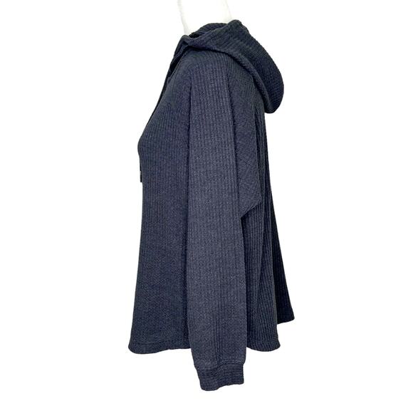 ZSupply Gray Thermal Waffle Knit Raglan Sleeve Pull Over Hoodie - Picture 5 of 8